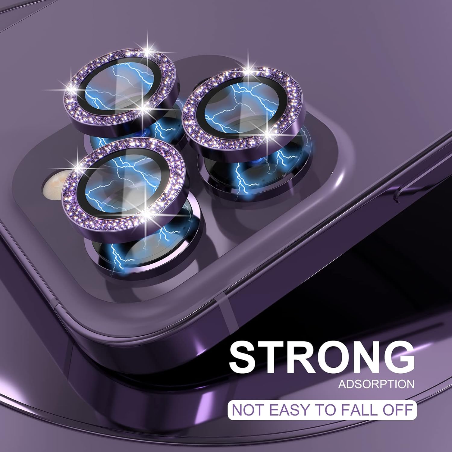 1Set Bling Glitter Purple Came - đánh giá và giá Tempered Glass Screen 9H