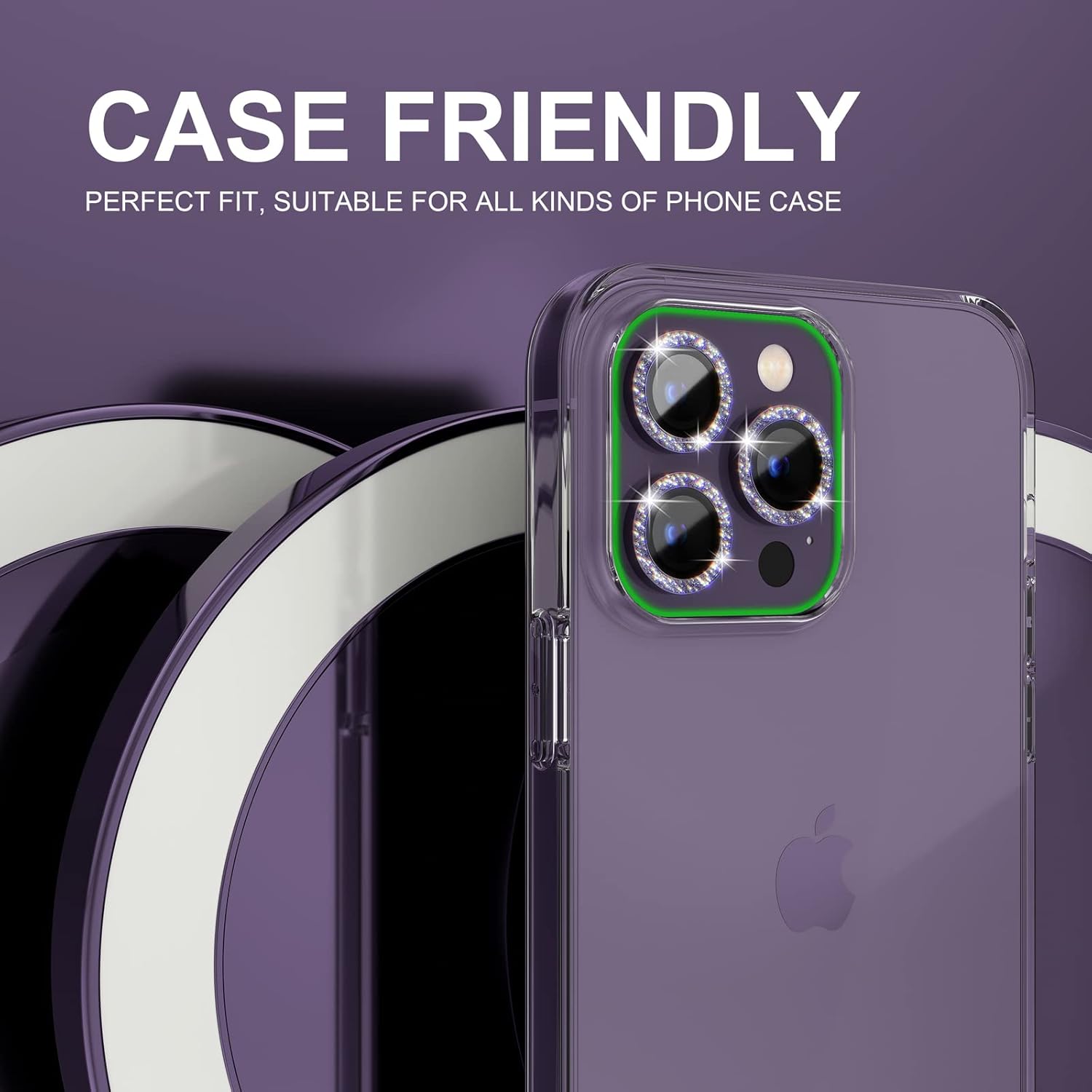1Set Bling Glitter Purple Came - đánh giá và giá Tempered Glass Screen 9H